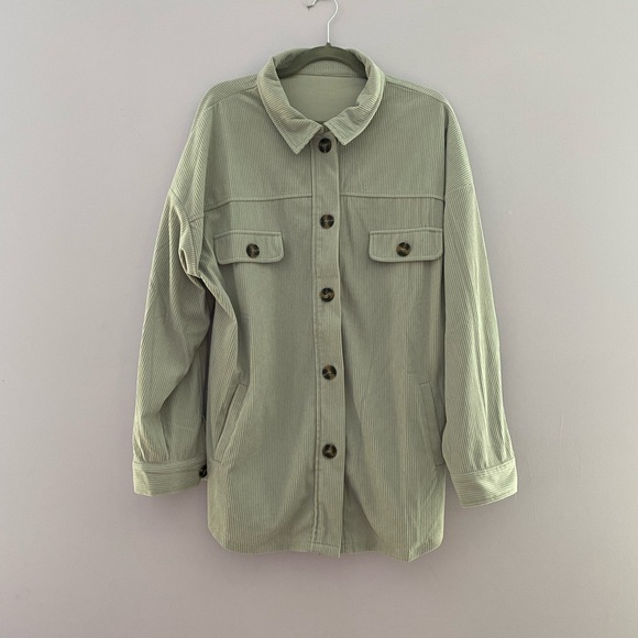 Womens Shacket Corduroy Button Down Shirt - Picture 8 of 8
